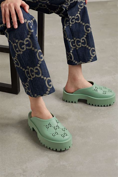 gucci perforated mule|GUCCI Elea perforated rubber platform mules .